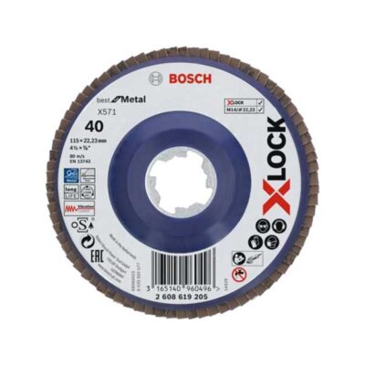 Bosch δίσκος με φύλλα X-LOCK ευθύς G40 Ø115x22,23 mm X571 best for Metal