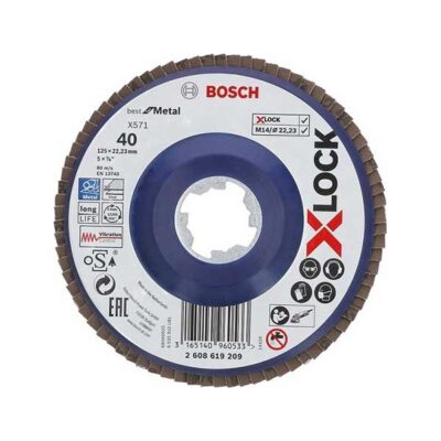 Bosch δίσκος με φύλλα X-LOCK ευθύς G40 Ø125x22,23 mm X571 best for Metal