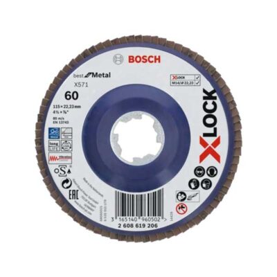 Bosch δίσκος με φύλλα X-LOCK ευθύς G60 Ø115x22,23 mm X571 best for Metal