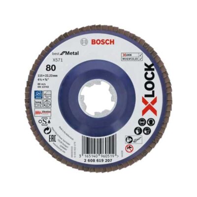 Bosch δίσκος με φύλλα X-LOCK ευθύς G80 Ø115x22,23 mm X571 best for Metal